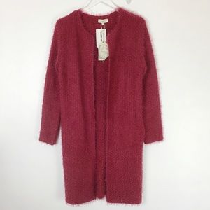 Entro Burgundy Brixton Open Fuzzy Cardigan